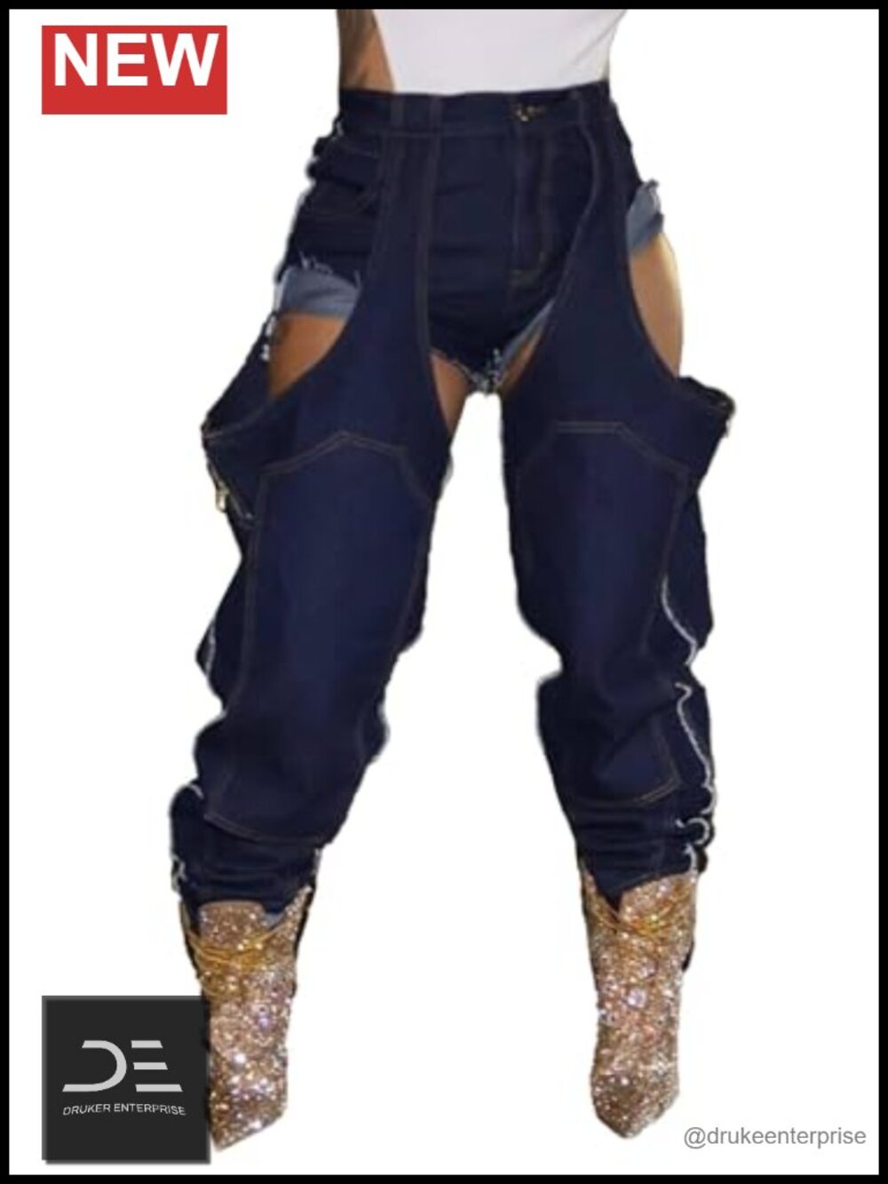 High Waisted Baggy Wide Leg Cutout Ripped Jeans Patchwork Denim Y2K Pants Women